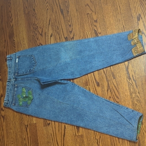 Vtg Designer jeans southwest hand painted Artsy denim tapered stonewash W32 - Picture 6 of 10